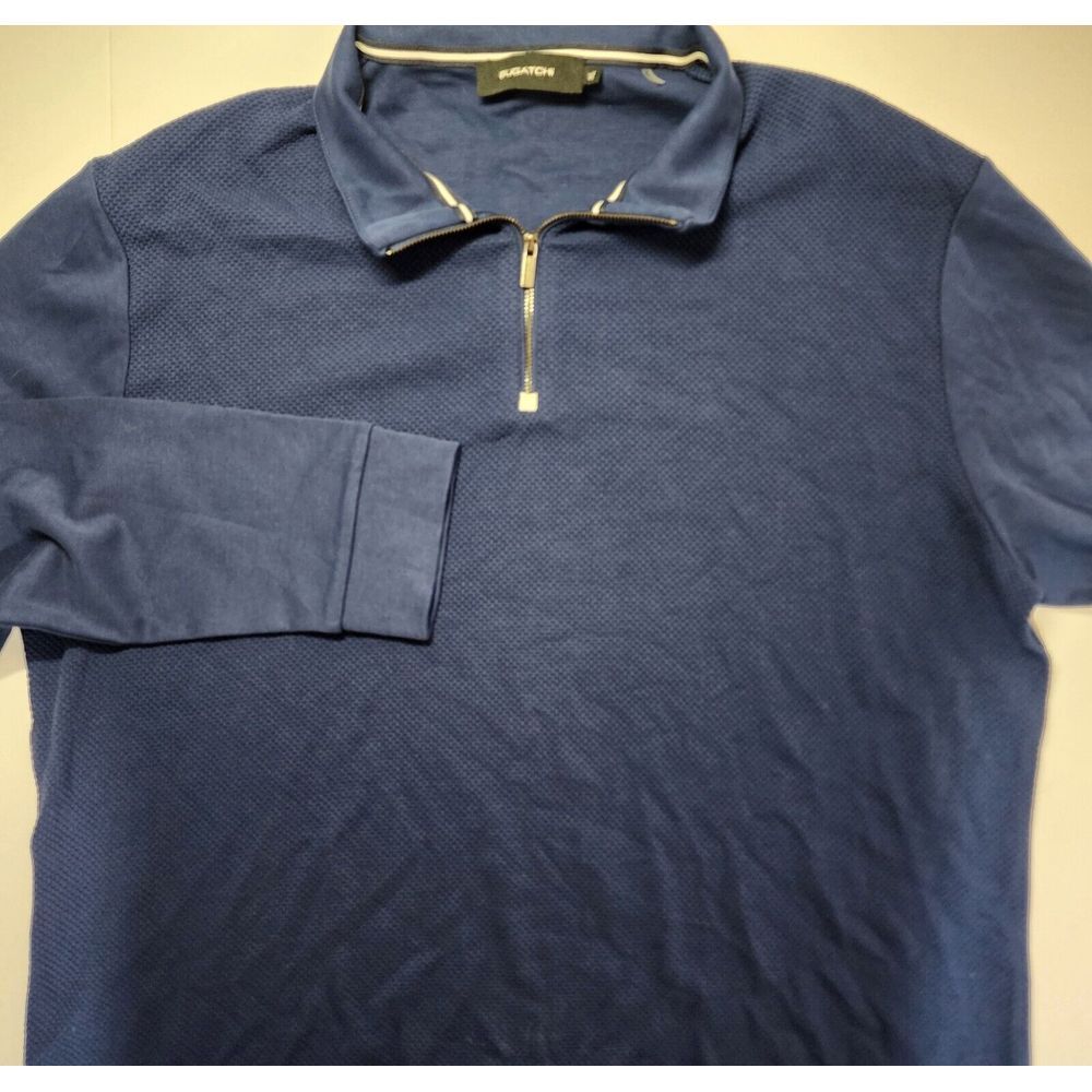 Bugatchi Mens Size XL Blue Long Sleeve 1/4‎ Zip Pullover